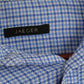 Jaeger Men 15.5 39 M Casual Shirt Blue Houndstooth Cotton Long Sleeve Top