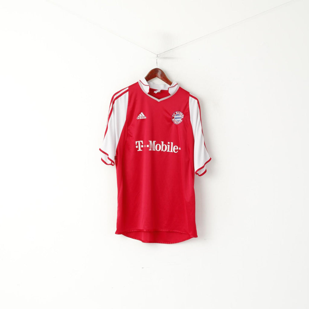 Maglia Adidas FC Bayern Munchen da uomo XL rossa vintage Football Club Jersey