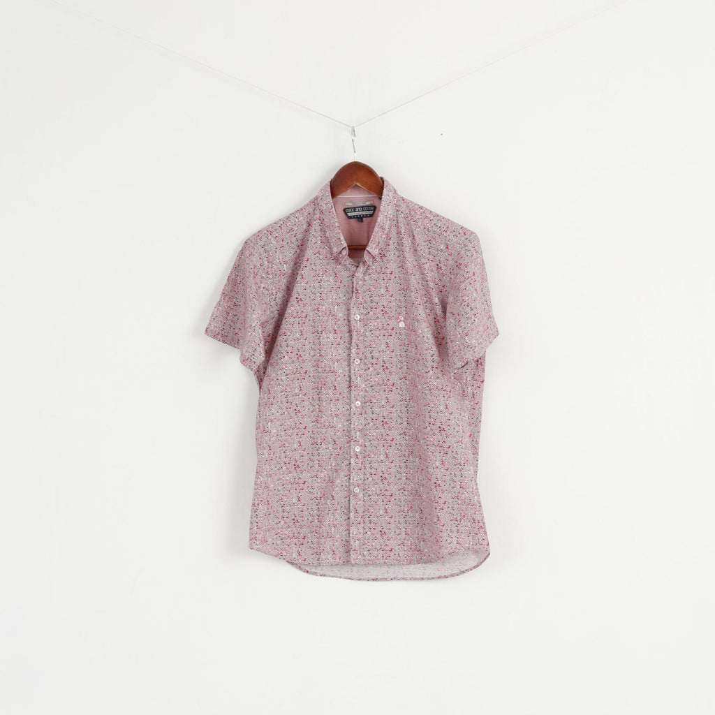 Duck And Cover Men L (M) Casual Shirt Pink Exclusive Print Short Sleeve Top