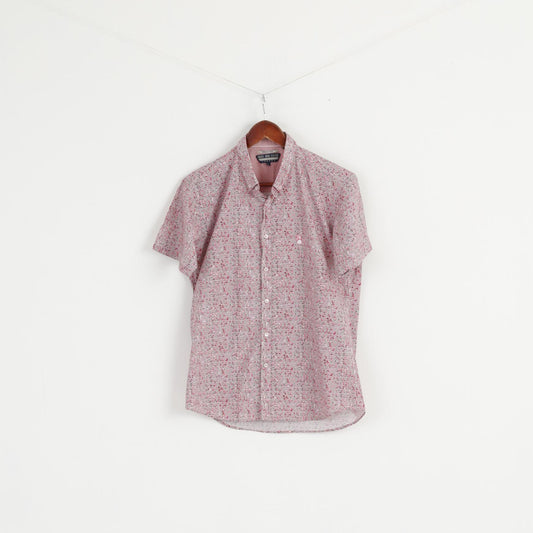 Duck And Cover Men L (M) Camicia casual Top a maniche corte con stampa esclusiva rosa