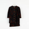C&A Jessica Womens 42 L Skirt Suit Blazer Skirt Black Floral Vintage Gold Detailed