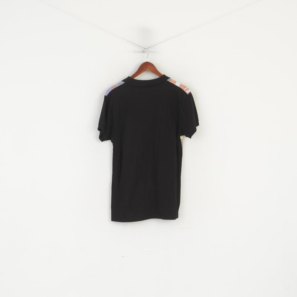 Marvel Comics Men L Polo Shirt Black Cotton Superhero Hulk Spiderman Retro Top