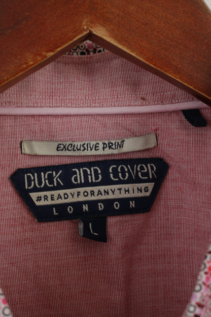 Duck And Cover Men L (M) Camicia casual Top a maniche corte con stampa esclusiva rosa