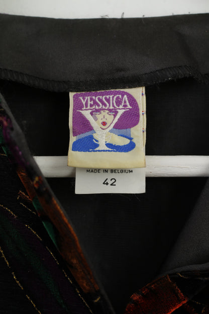 C&amp;A Jessica Femmes 42 L Jupe Costume Blazer Jupe Noir Floral Vintage Or Détaillé 