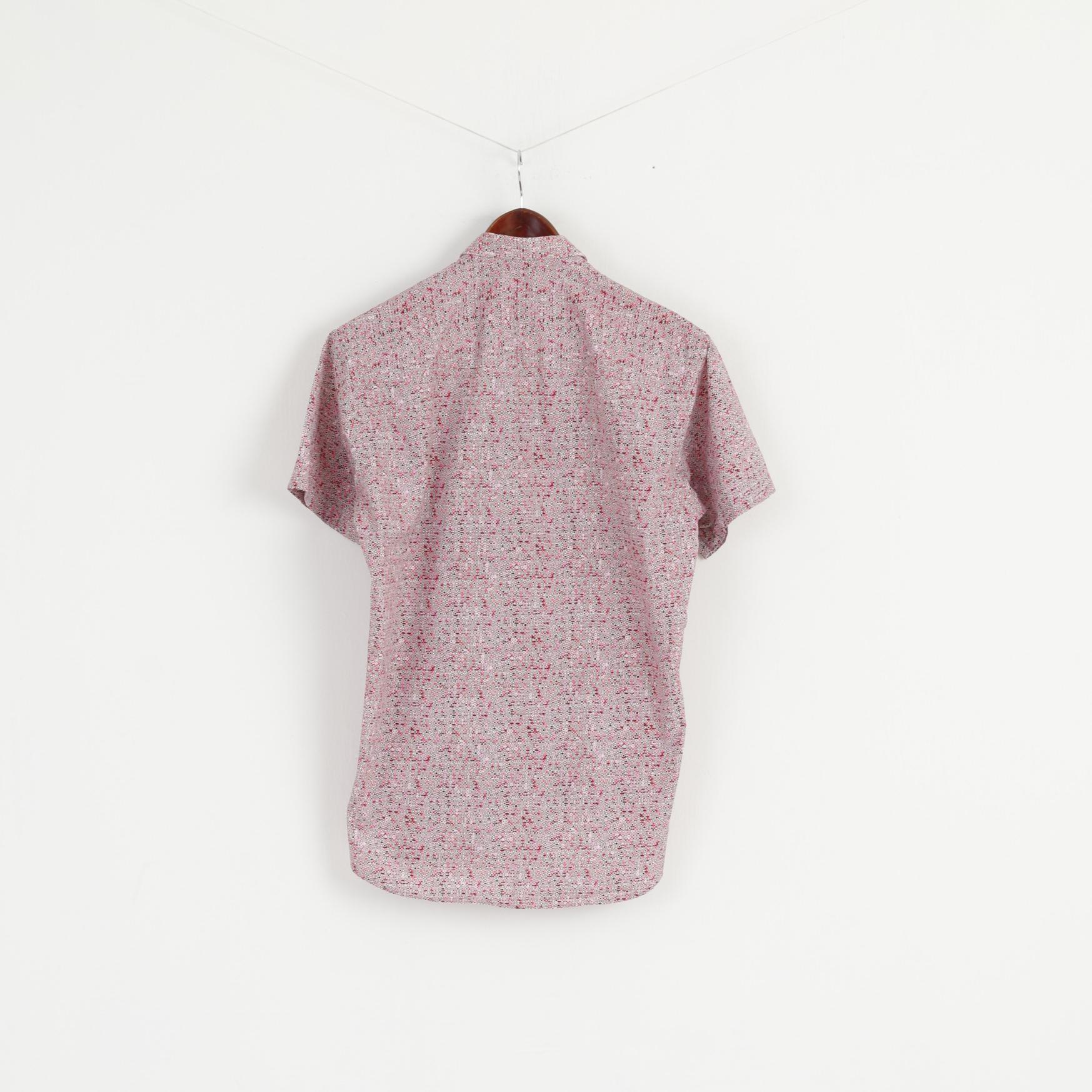 Duck And Cover Men L (M) Casual Shirt Pink Exclusive Print Short Sleeve Top