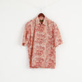 Timberland Men L Casual Shirt Orange Cotton Outdoor Short Sleeve Detailed Buttons Top