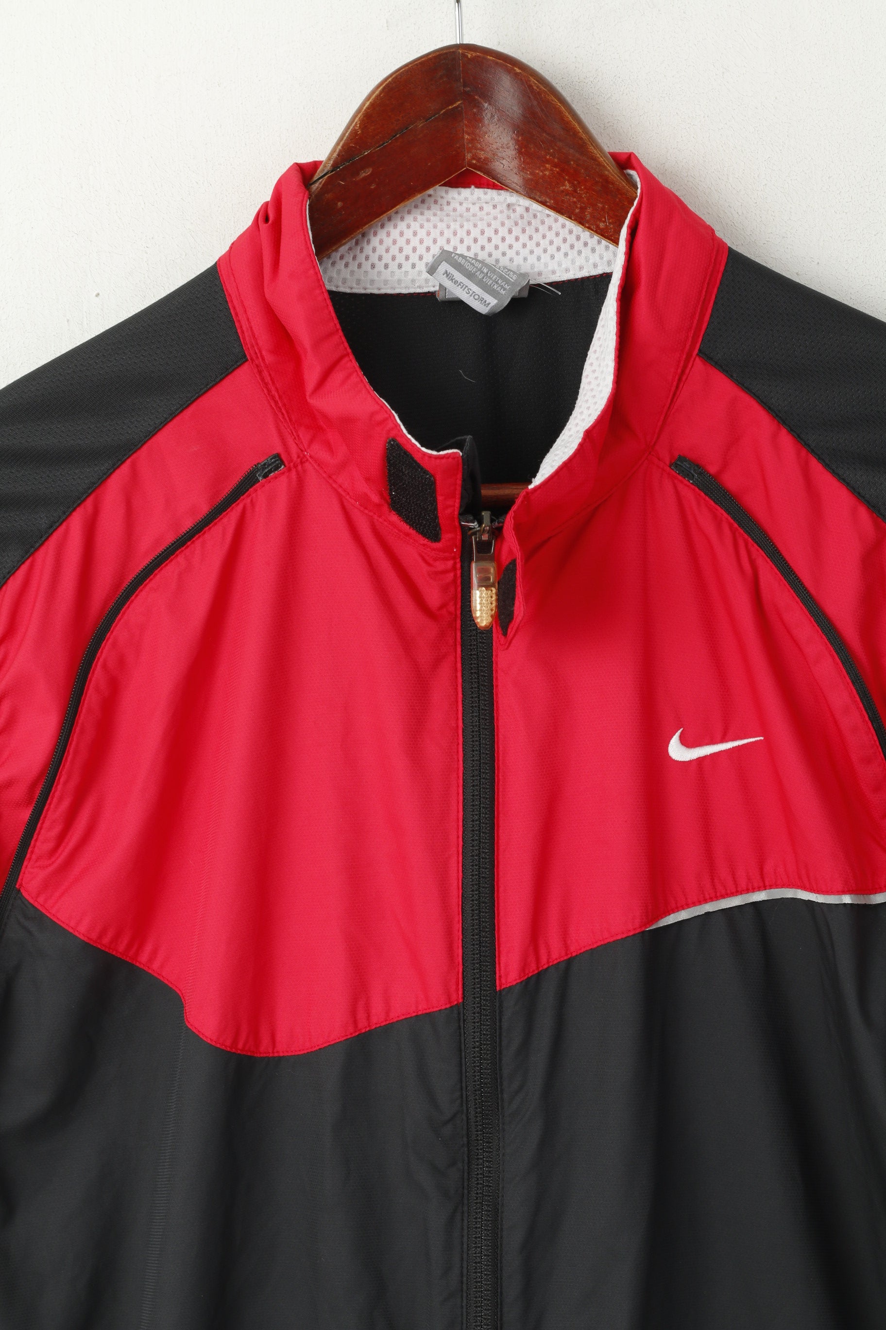 Nike Fitstorm Men L 183 Vest Black Sport Training Bike Run Full Zipper Sleeveless