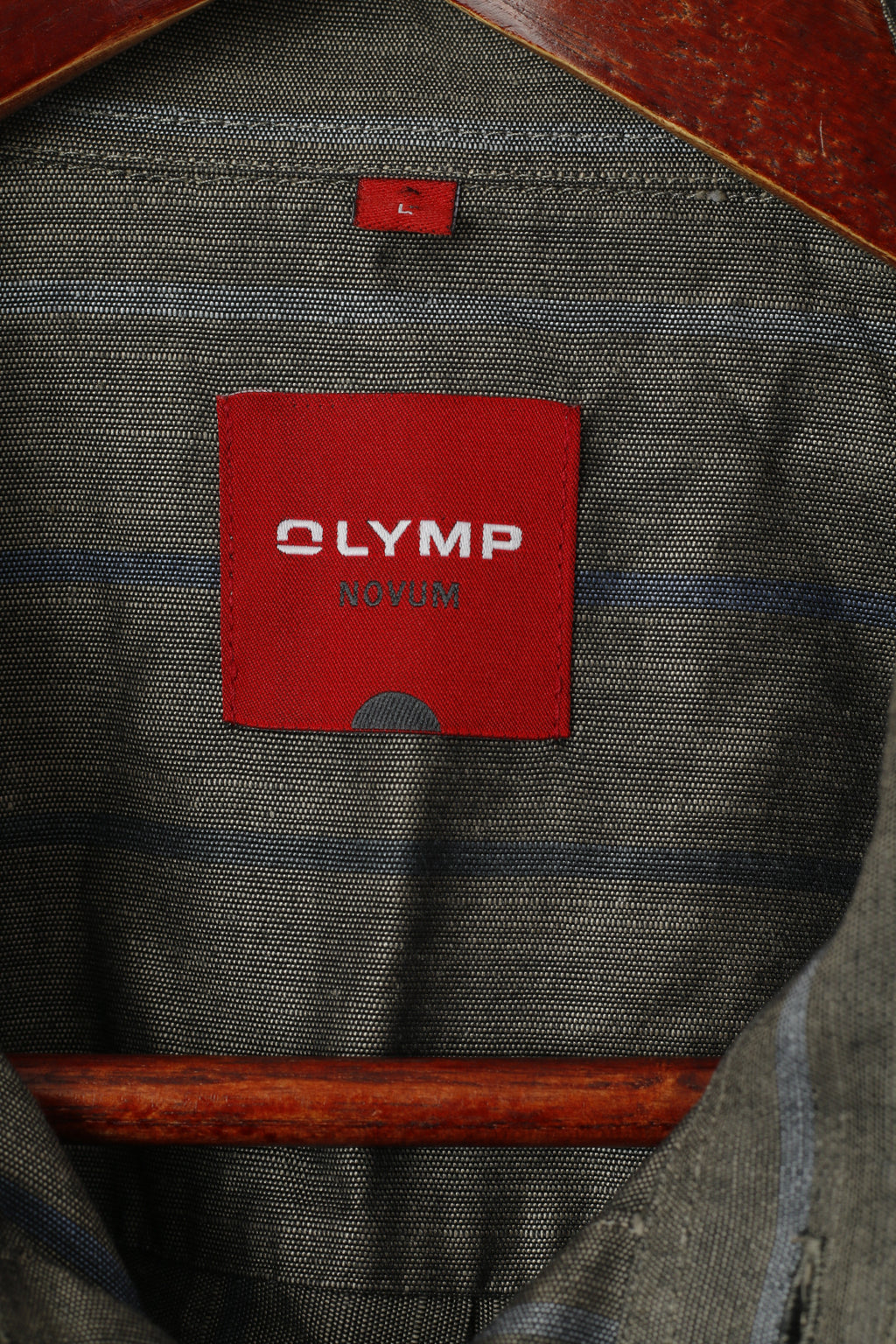 Camicia casual Olymp Novum da uomo L (XL) Top classico a maniche corte in cotone a righe grigie
