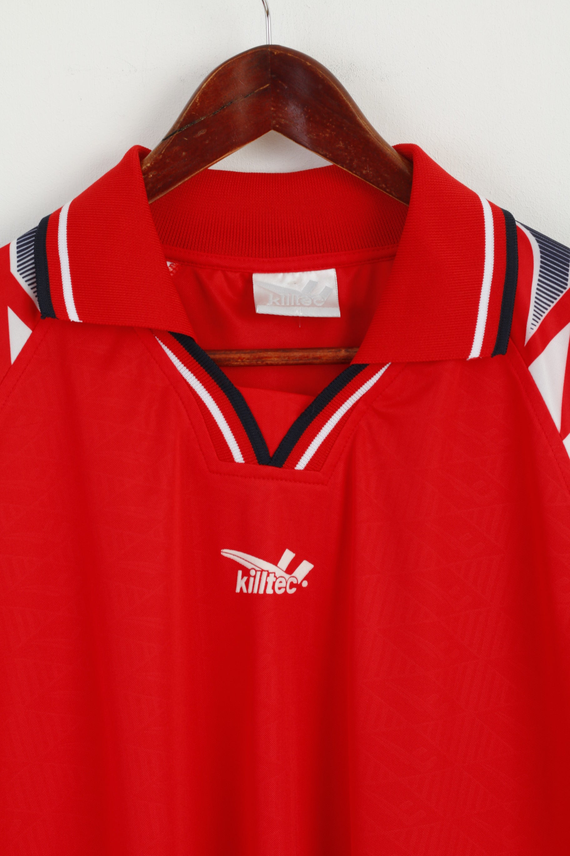 Killtec Men XL Polo Shirt Red Shiny Vintage Short Sleeve Active Sport Jersey Top