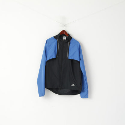 Adidas Men L Jacket Blue Run Removable Sleeves Reflective Activewear Top