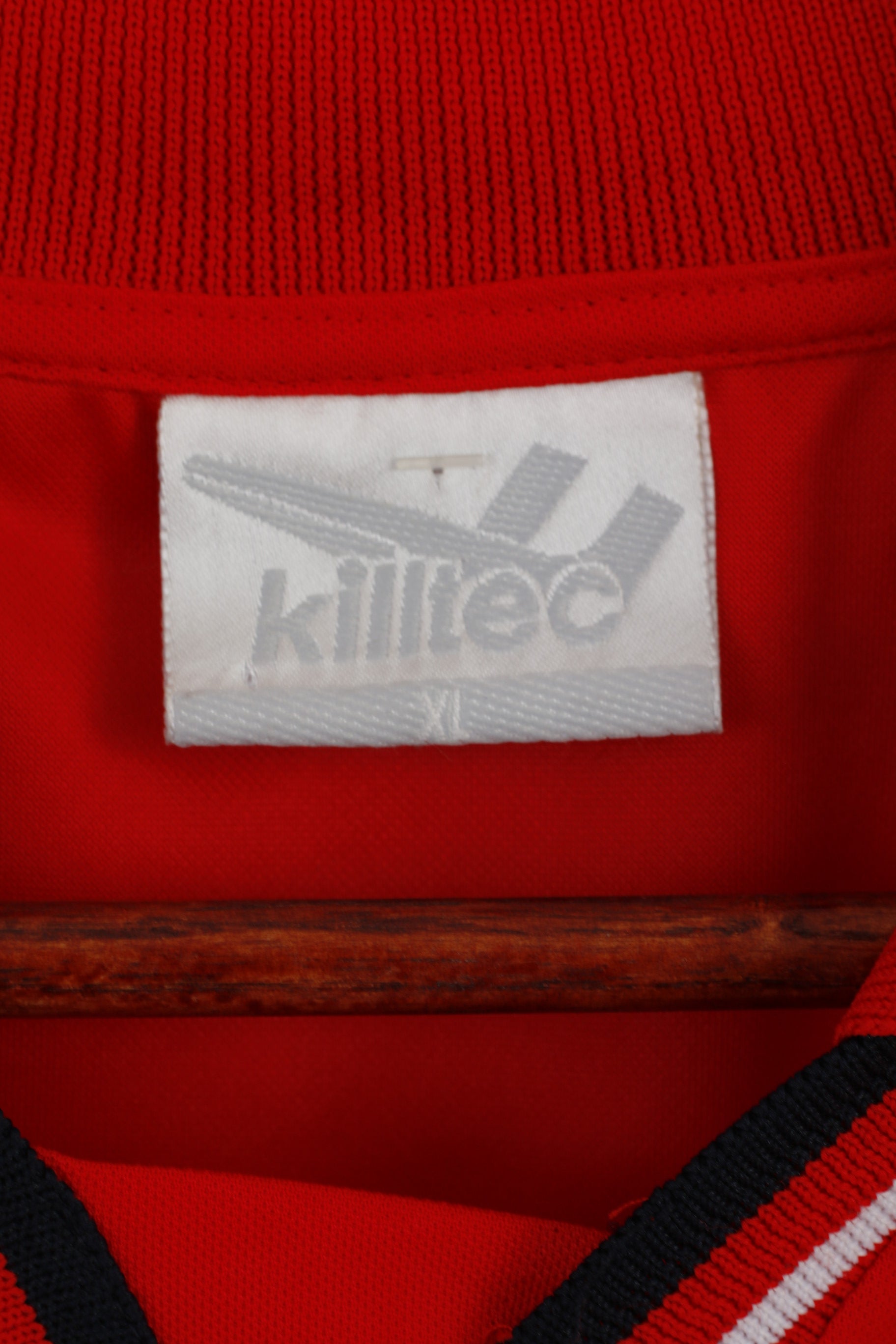 Killtec Men XL Polo Shirt Red Shiny Vintage Short Sleeve Active Sport Jersey Top