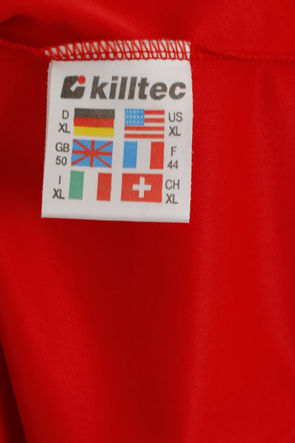 Killtec Men XL Polo Shirt Red Shiny Vintage Short Sleeve Active Sport Jersey Top