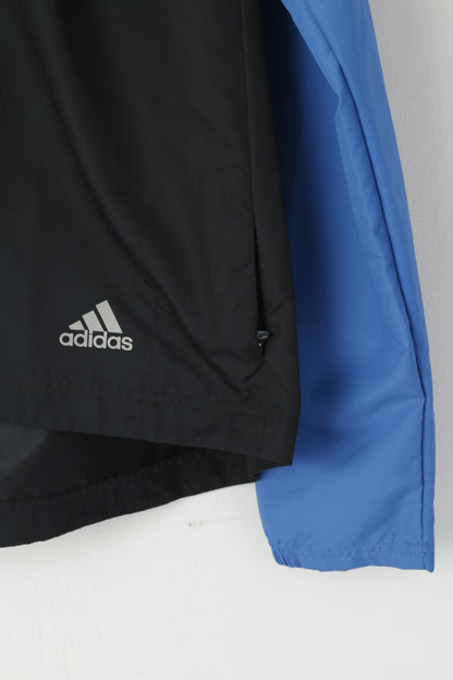Adidas Men L Jacket Blue Run Removable Sleeves Reflective Activewear Top