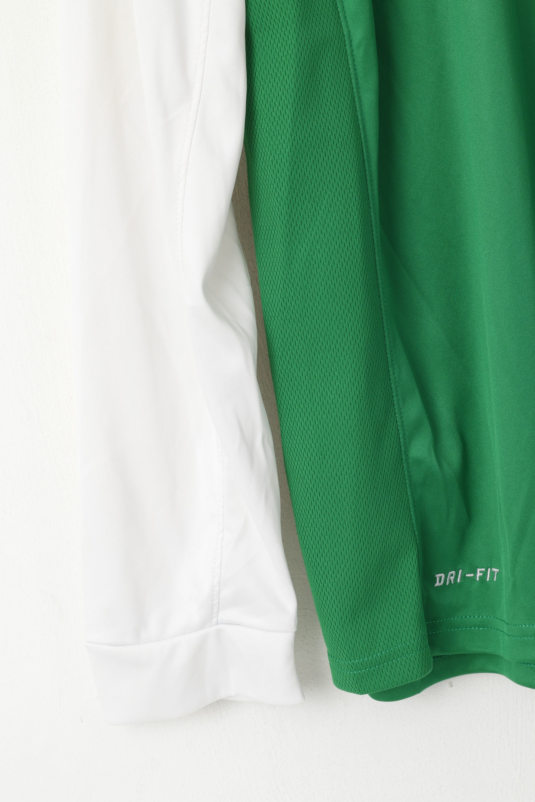 Nike Homme L Chemise à manches longues Vert Vintage Football Activewear Dri-Fit Athlets Top