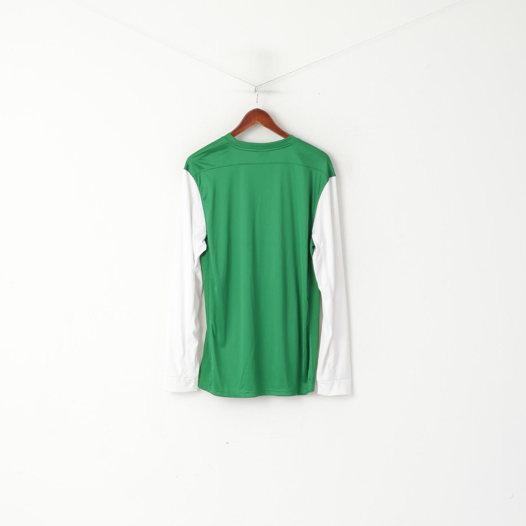 Nike Homme L Chemise à manches longues Vert Vintage Football Activewear Dri-Fit Athlets Top