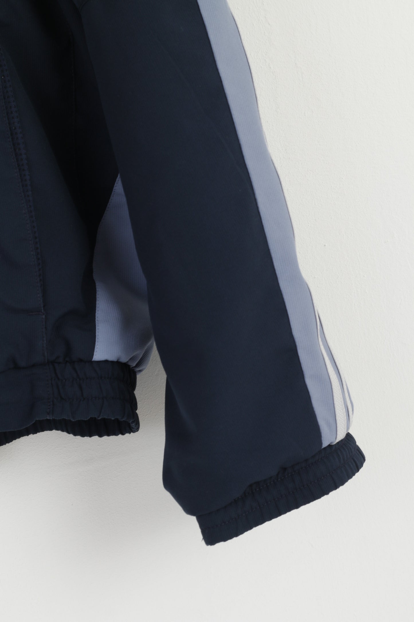 Adidas Men XL Jacket Navy Blue 3 Stripe Active Bomber Zip Up Traning Top