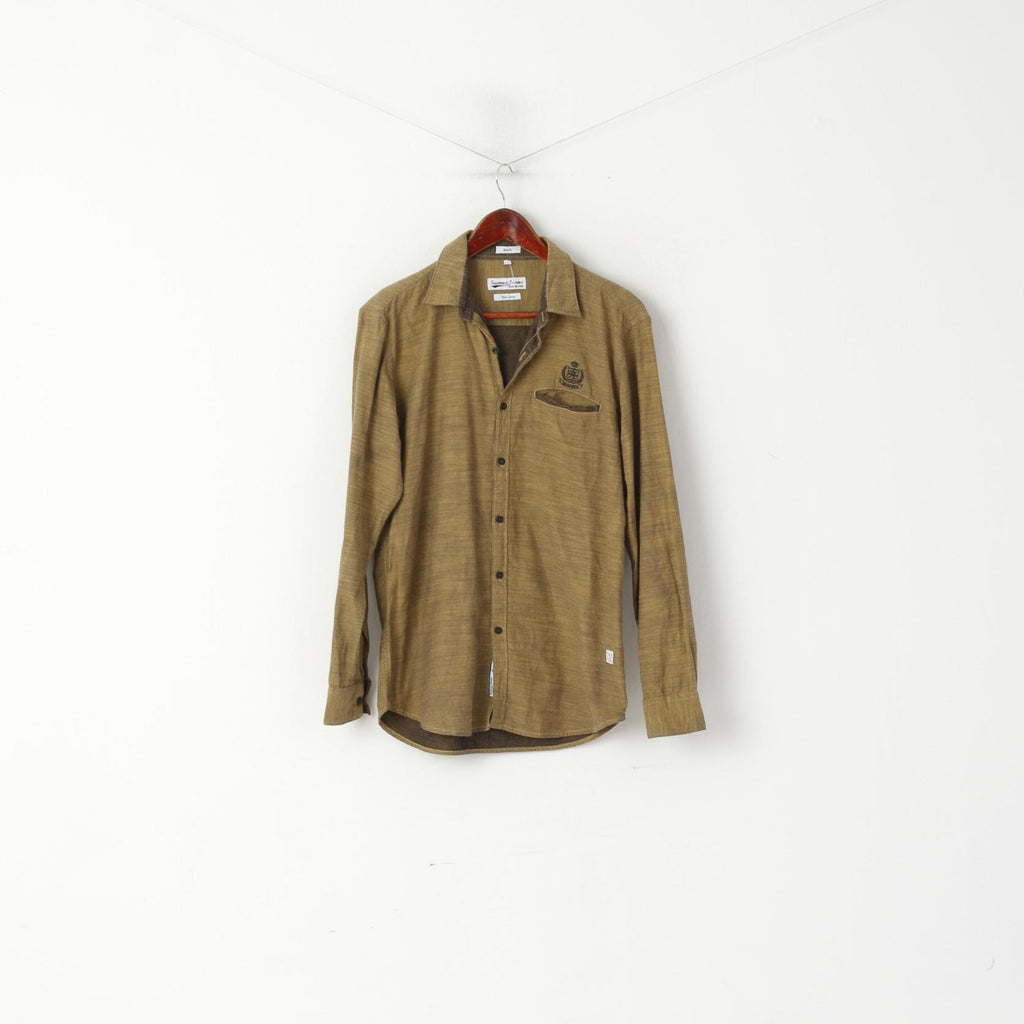 Sunnex Jeans Men L (M) Casual Shirt Brown India Slim Fit Pure Cotton Long Sleeve Top