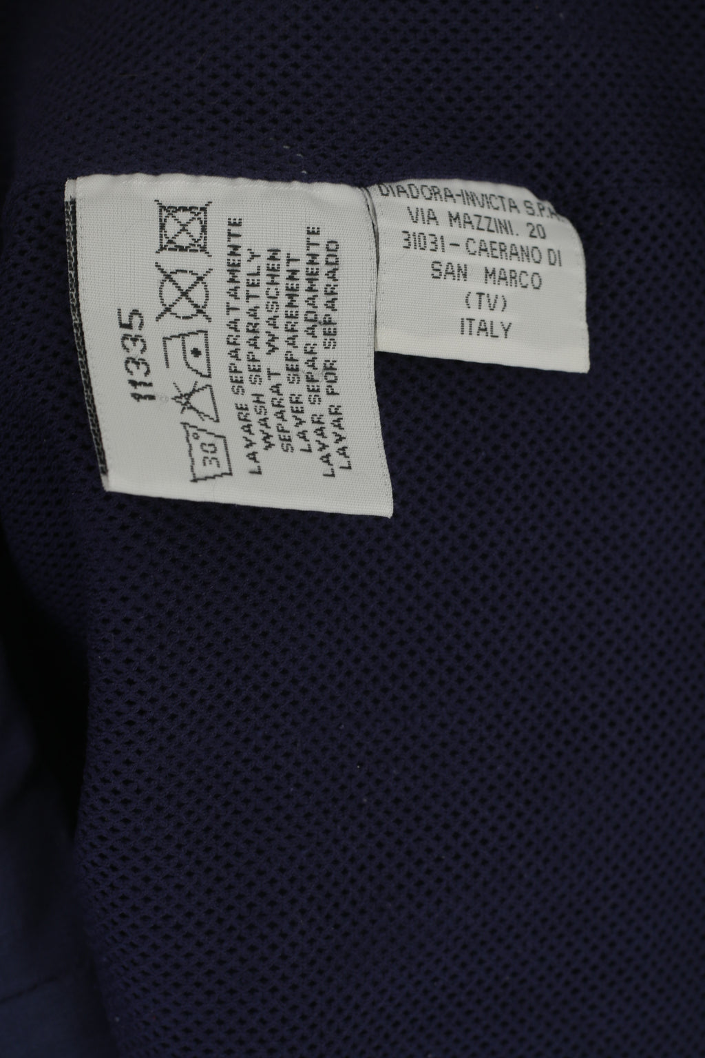Diadora Men L Jacket Navy Vintage Lightweight Activewear Full Zip Entraînement