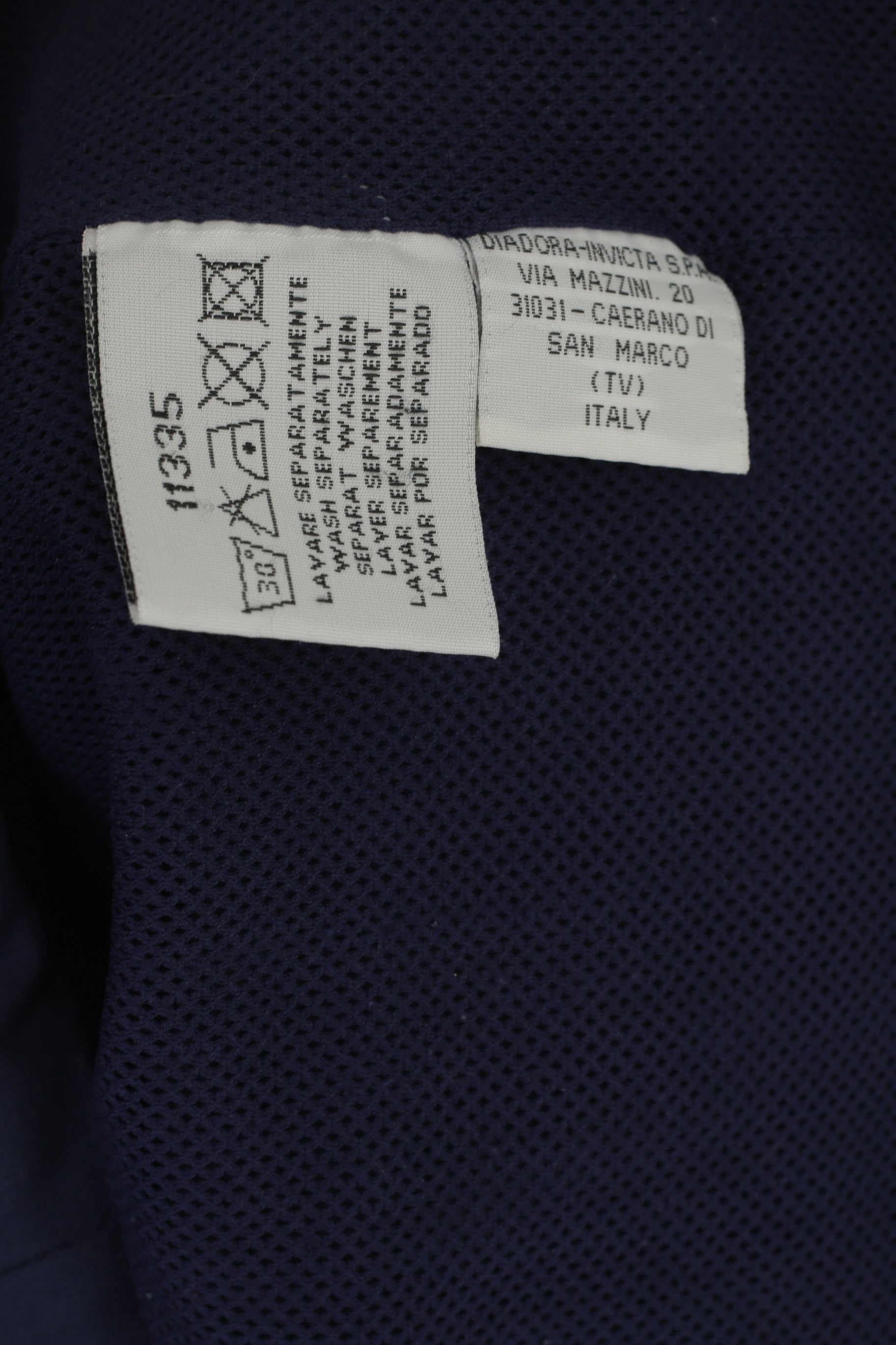 Diadora Men L Jacket Navy Vintage Lightweight Activewear Full Zip Entraînement