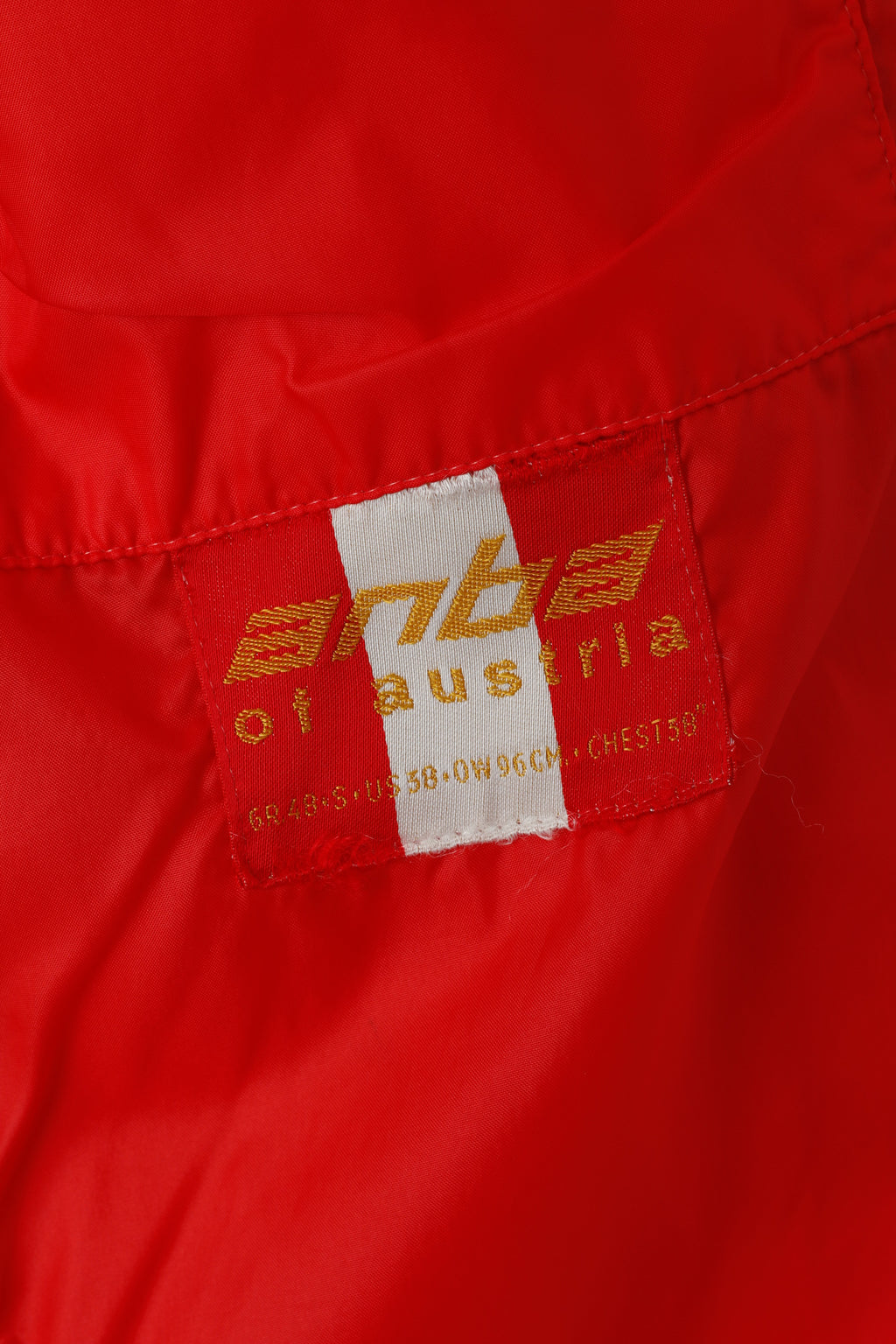 Anba Of Austria Veste femme Nylon rouge vintage Nylsuisse années 70 Full Zipper Top