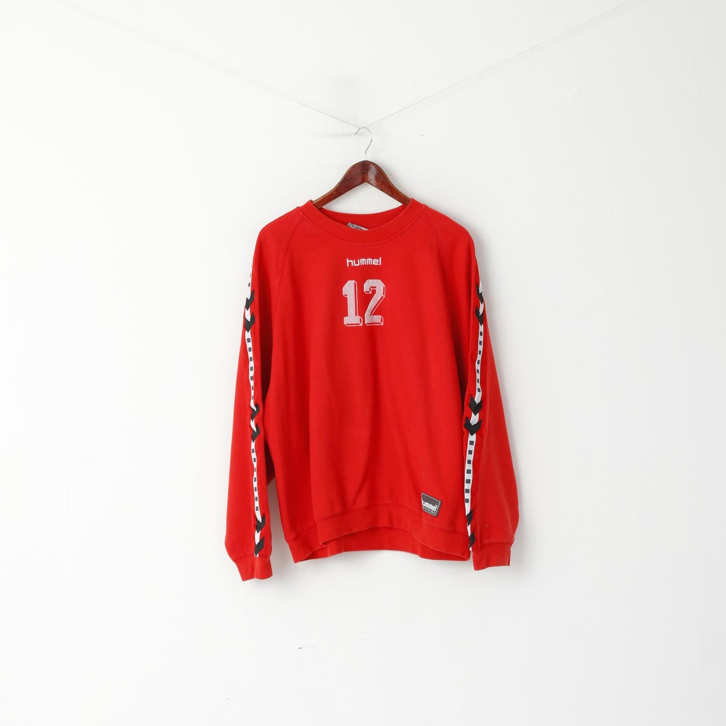 Hummel Men XL Sweatshirt Red Cotton #12 Sportswear Pullover Training Top