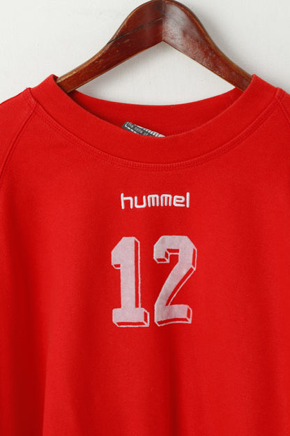 Hummel Men XL Sweatshirt Red Cotton #12 Sportswear Pullover Training Top