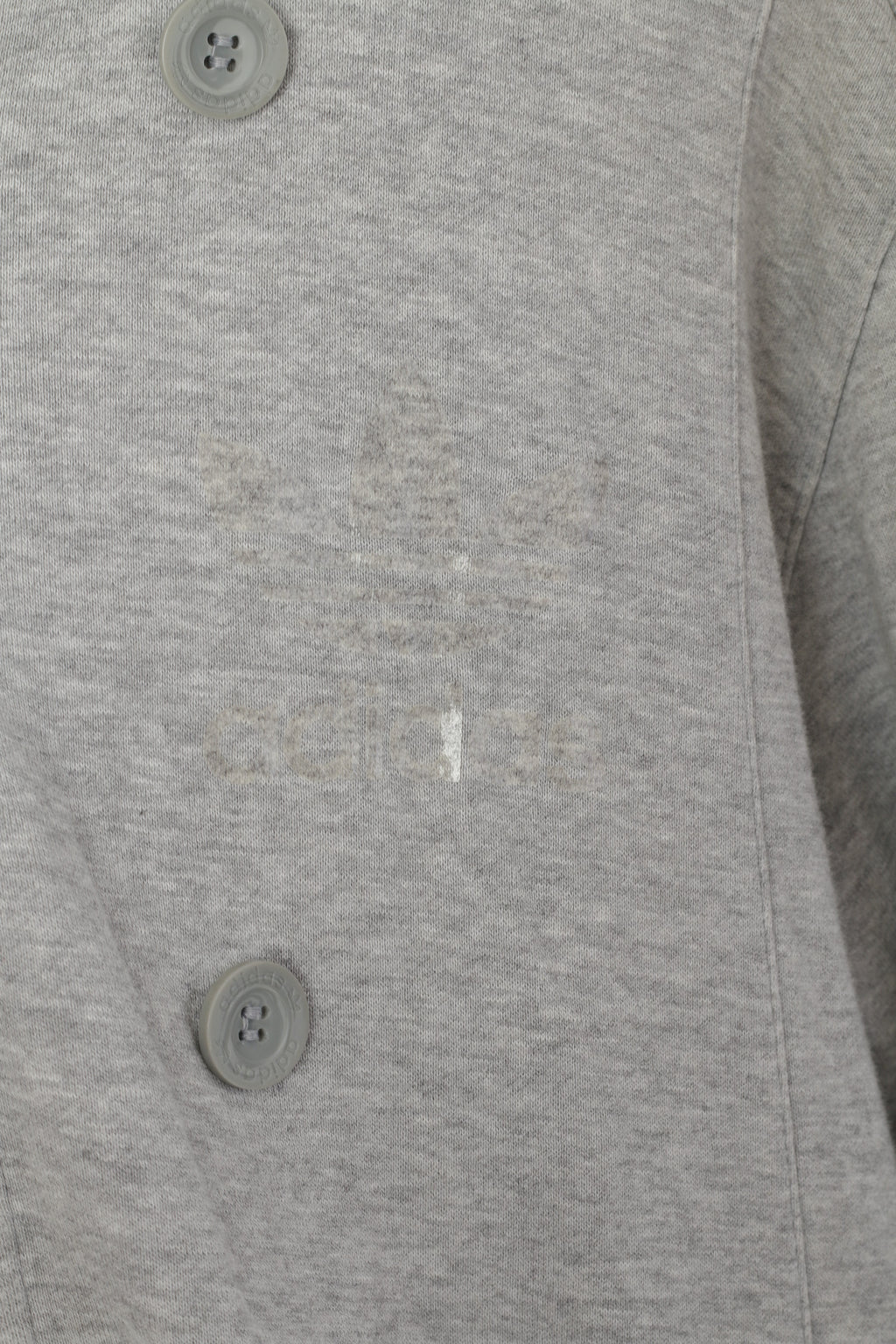 Adidas Men L Sweatshirt Gris Coton À Capuche Fermeture Éclair Complète Boutons Haut Décontracté