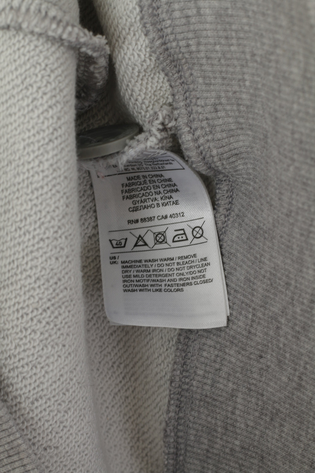 Adidas Men L Sweatshirt Gris Coton À Capuche Fermeture Éclair Complète Boutons Haut Décontracté