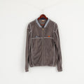 Ellesse Men M Sweatshirt Gris Vintage Full Zipper Baseball Collar Frotte Top