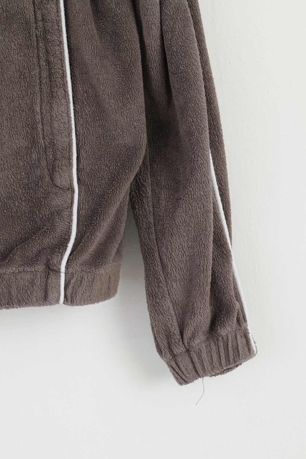 Ellesse Men M Sweatshirt Grey Vintage Full Zipper Baseball Collar Frotte Top