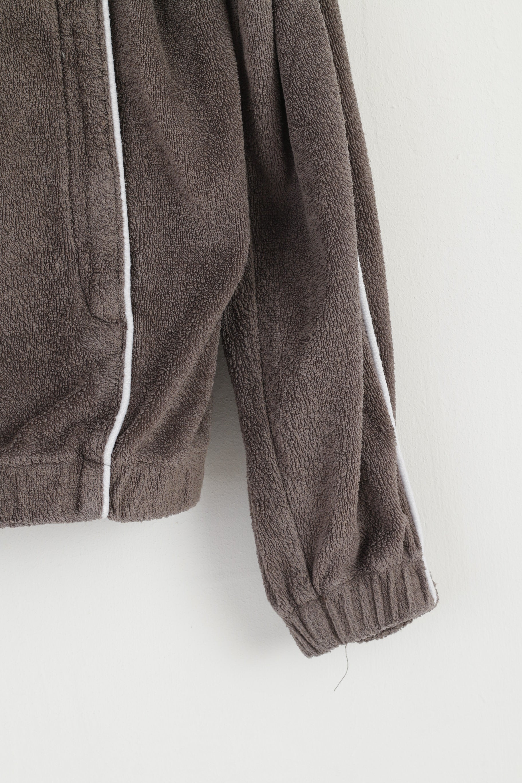 Ellesse Men M Sweatshirt Grey Vintage Full Zipper Baseball Collar Frotte Top