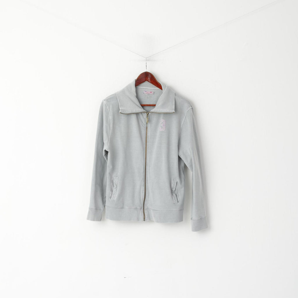 Joules Femmes 16 44 Sweat Gris Coton Délavé Fermeture Éclair Complète #3 Haut Décontracté