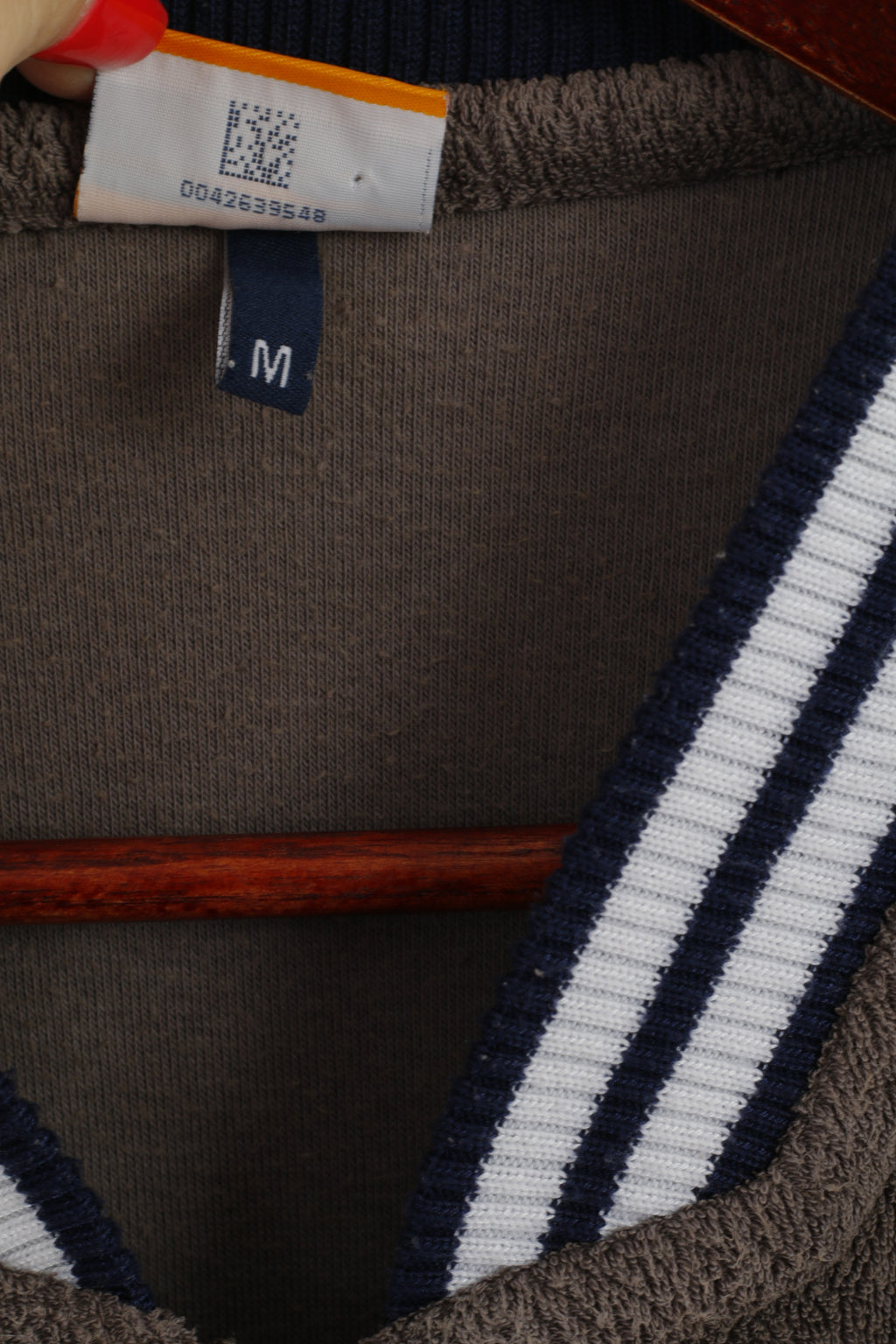 Ellesse Men M Sweatshirt Grey Vintage Full Zipper Baseball Collar Frotte Top