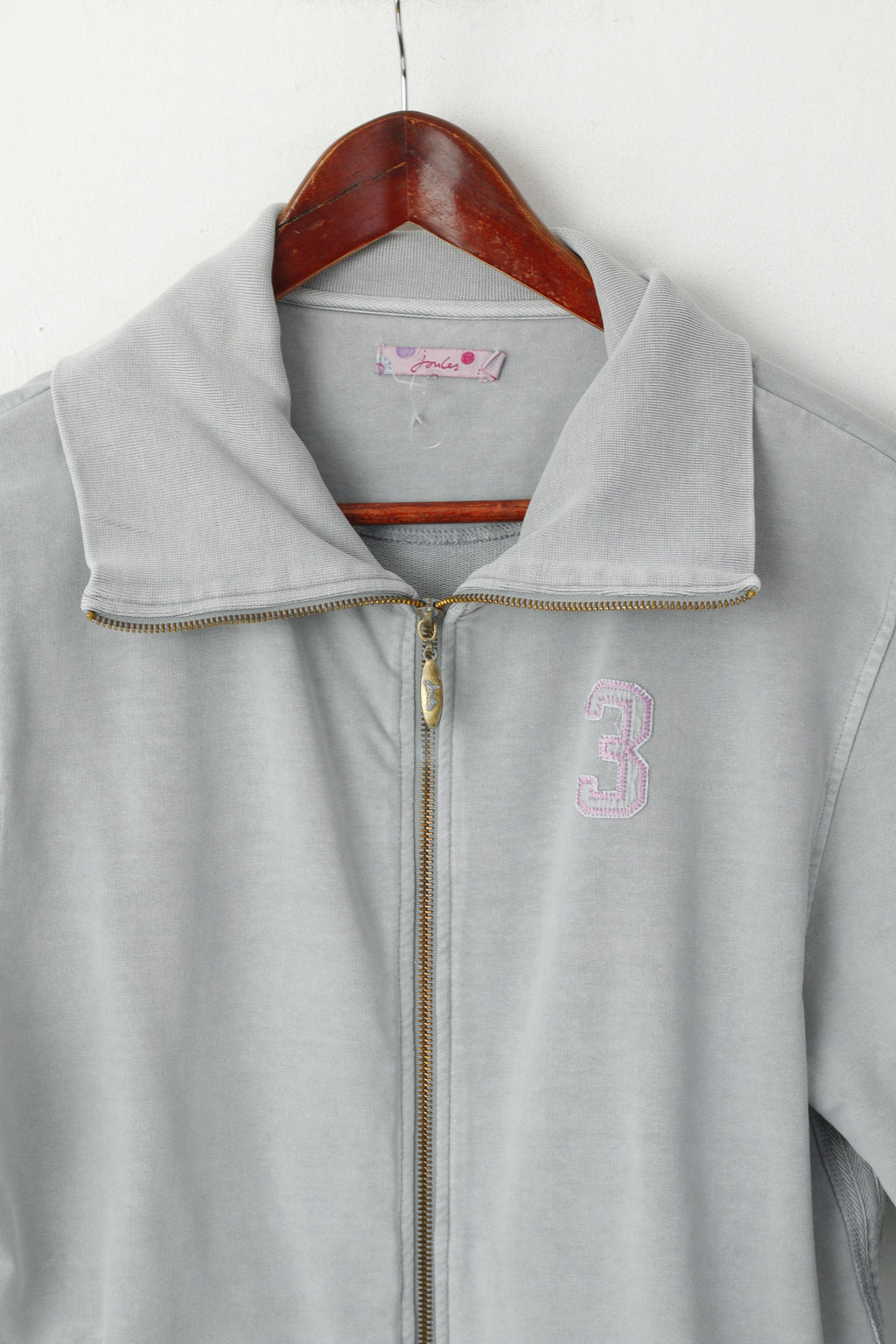 Joules Femmes 16 44 Sweat Gris Coton Délavé Fermeture Éclair Complète #3 Haut Décontracté