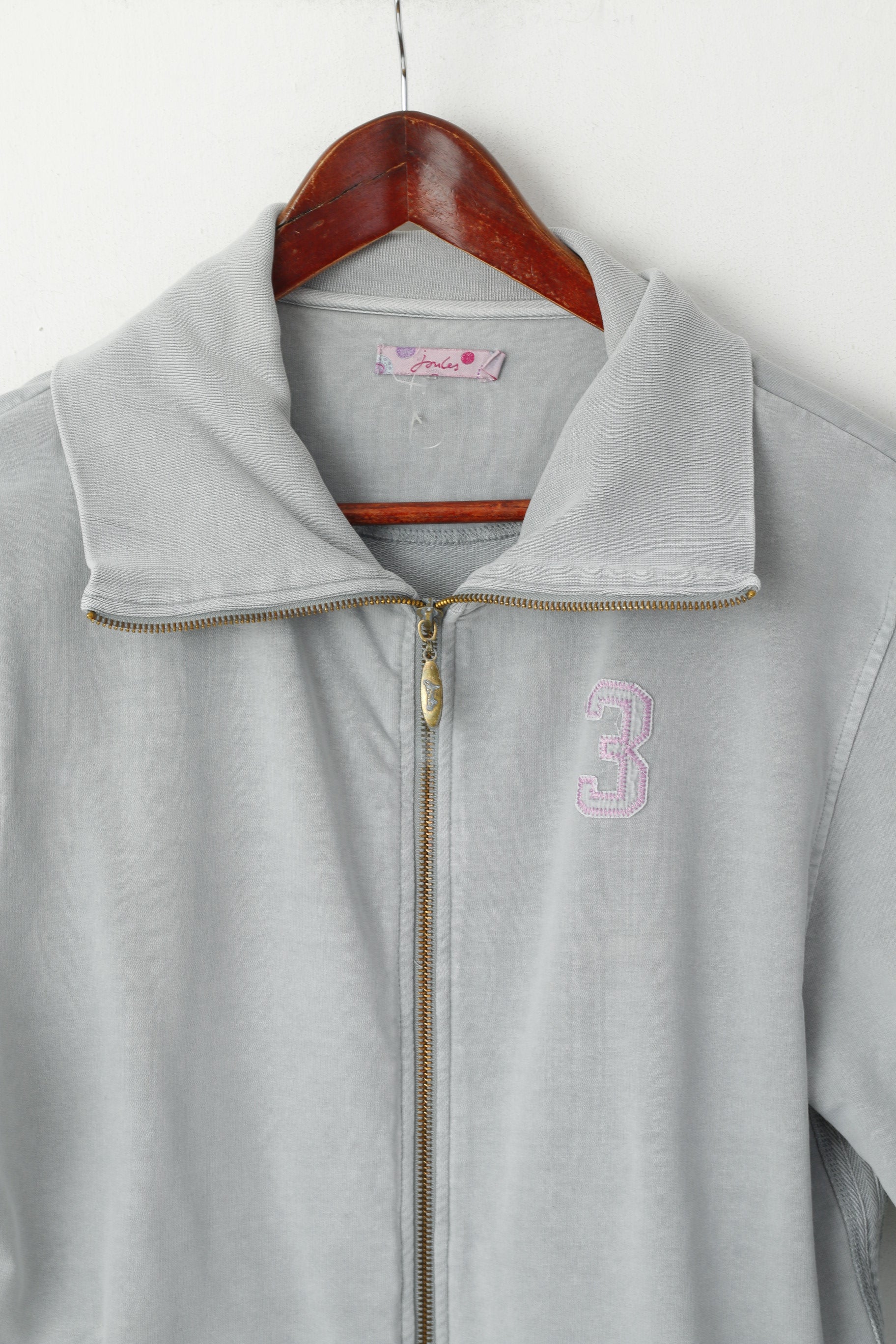 Joules Femmes 16 44 Sweat Gris Coton Délavé Fermeture Éclair Complète #3 Haut Décontracté