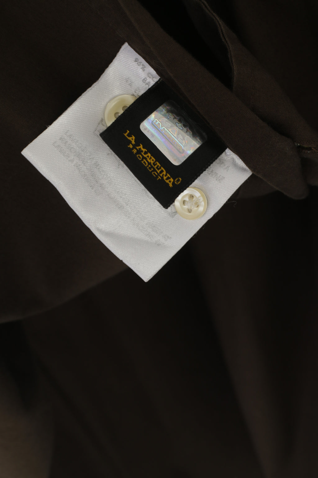 La Martina Men L Chemise décontractée en coton marron Polo Argentino Haut à manches longues