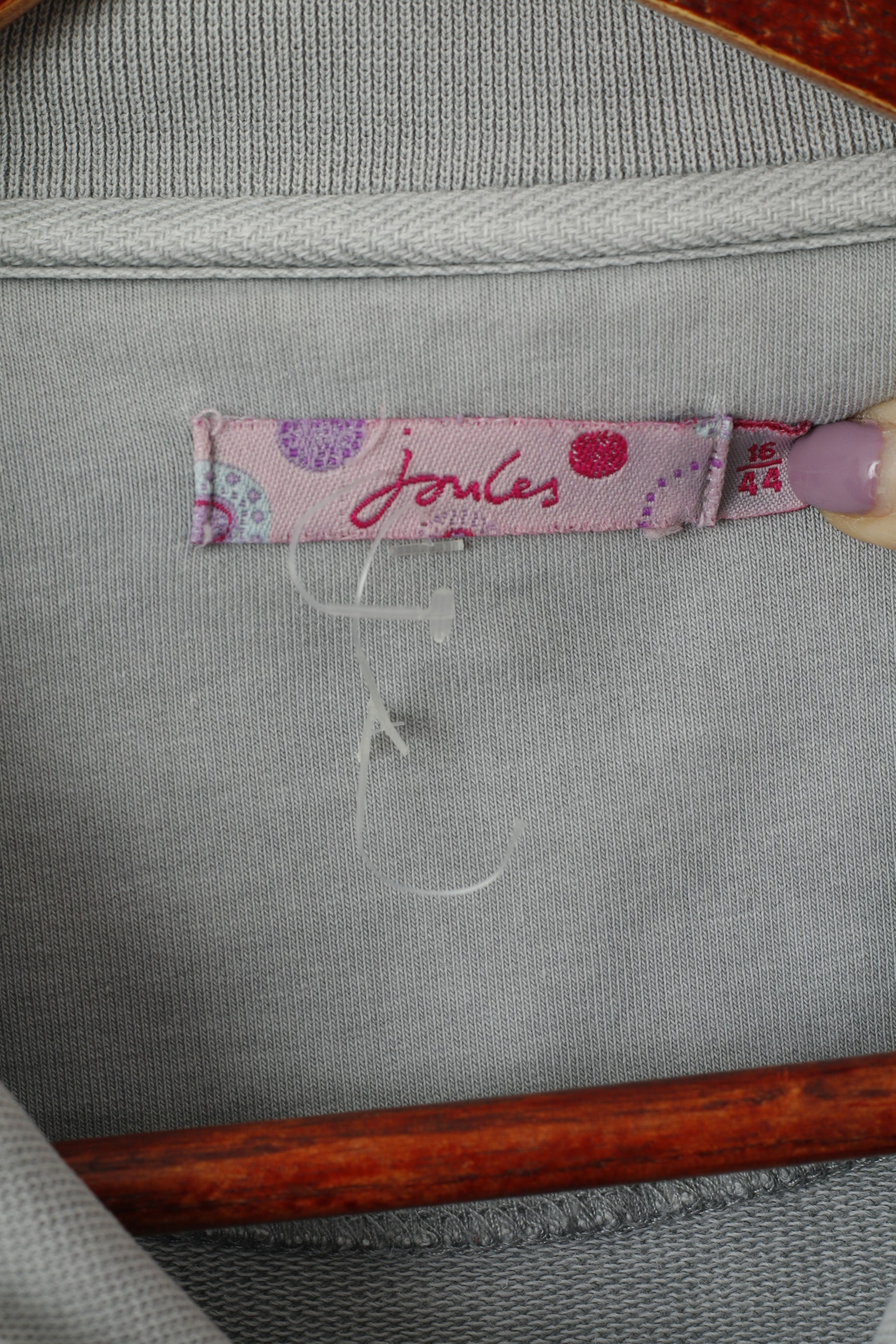 Joules Femmes 16 44 Sweat Gris Coton Délavé Fermeture Éclair Complète #3 Haut Décontracté