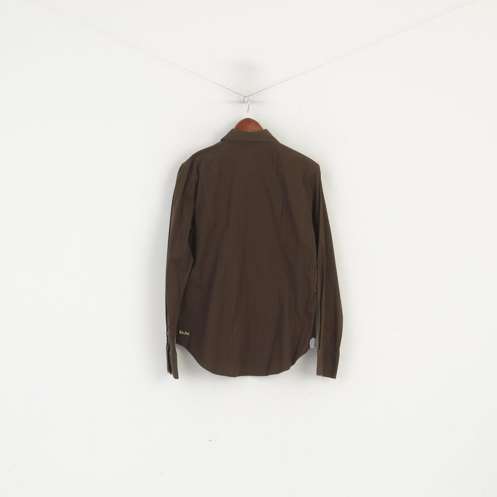 La Martina Men L Chemise décontractée en coton marron Polo Argentino Haut à manches longues