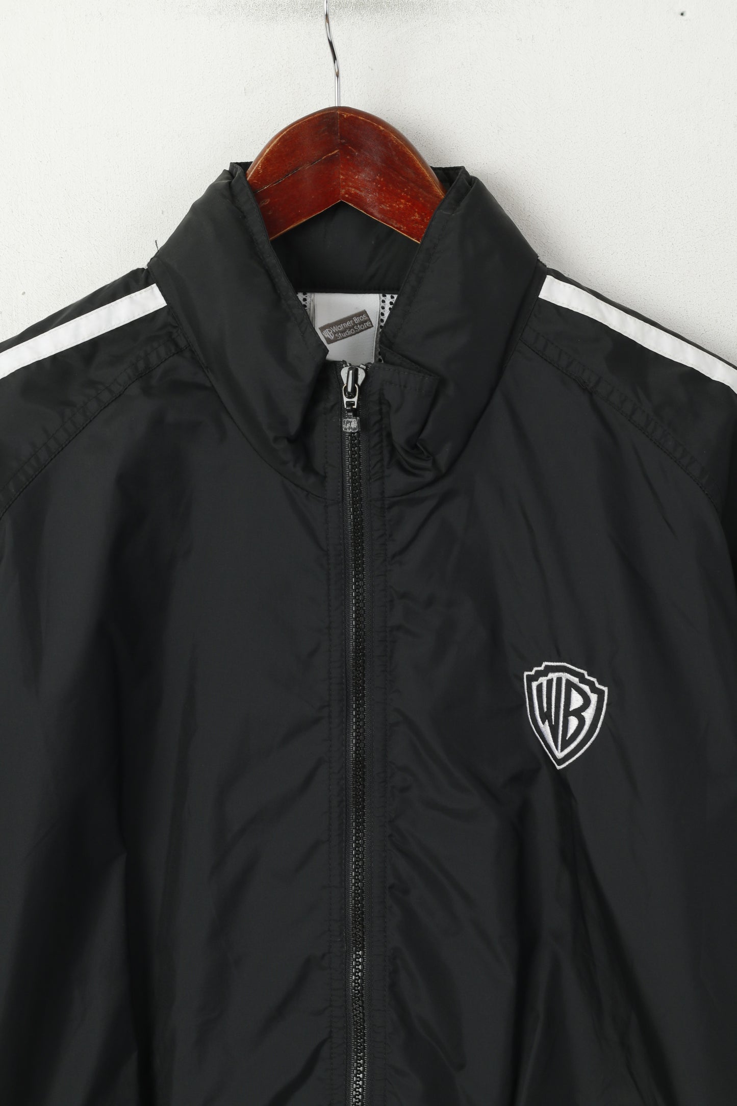 Warner Bros Studio Store Men S Jacket Black Lightweight Zip Up Hidden Hood Top