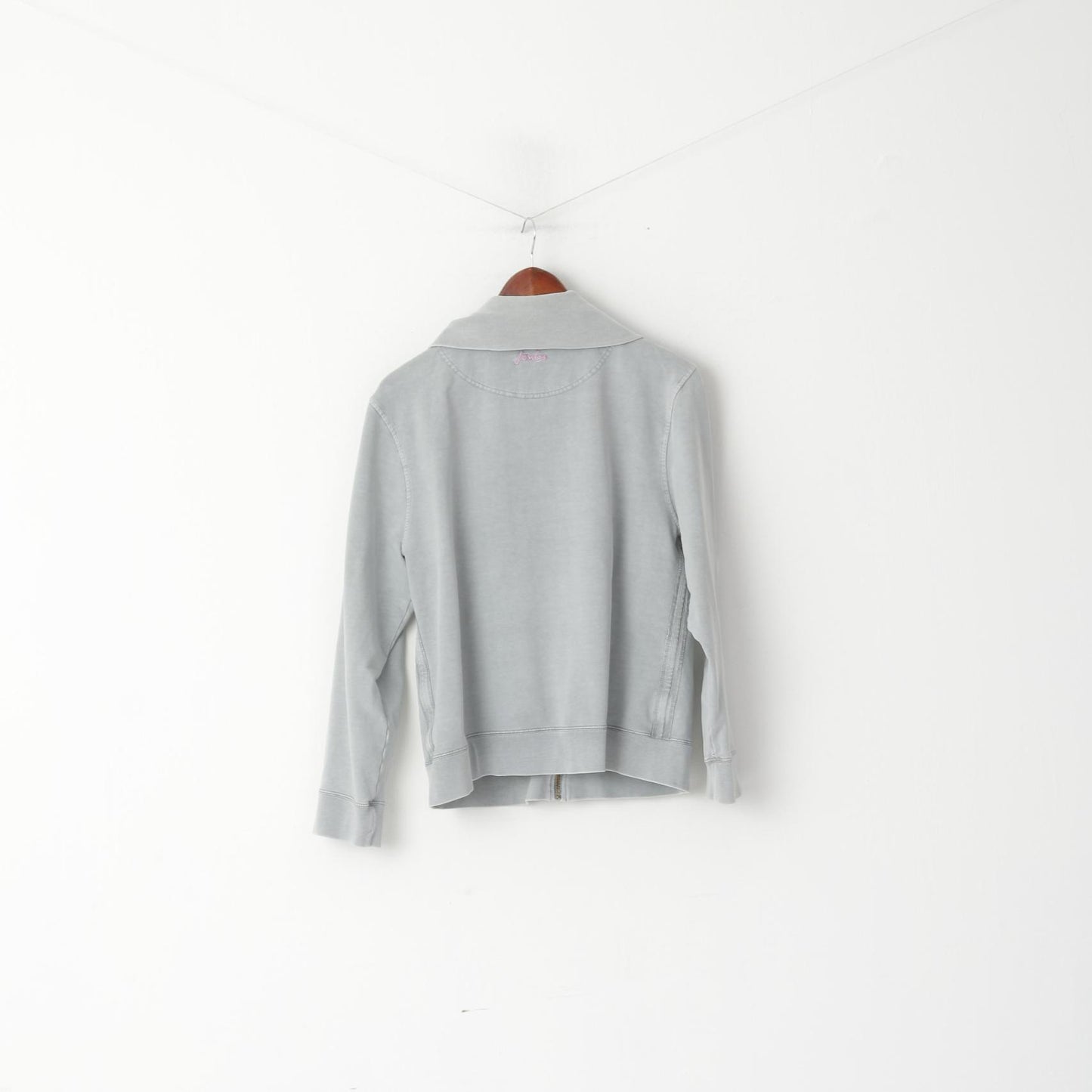 Joules Women 16 44 Sweatshirt Grey Cotton Faded Full Zipper #3 Casual Top