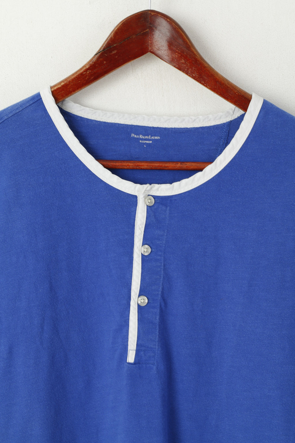 Polo Ralph Lauren Sleepwear Men L Shirt Blue Cotton Short Sleeve Top