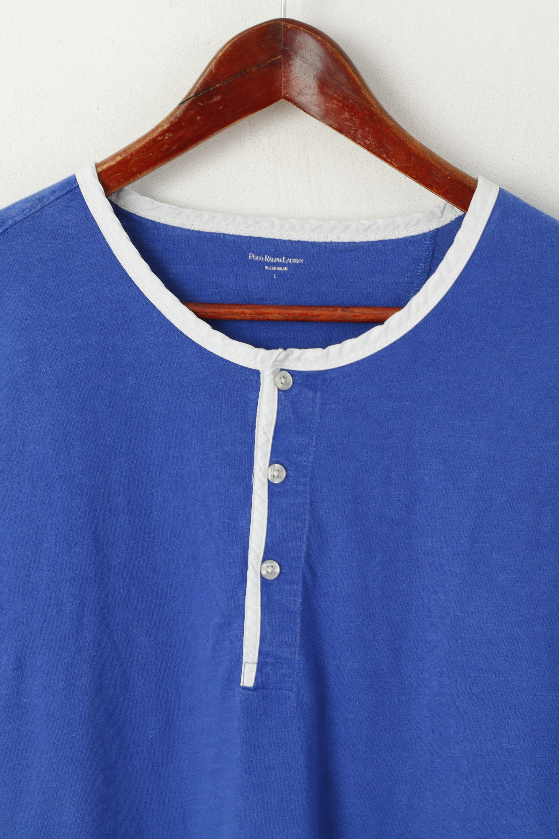 Polo Ralph Lauren Sleepwear Men L Shirt Blue Cotton Short Sleeve Top