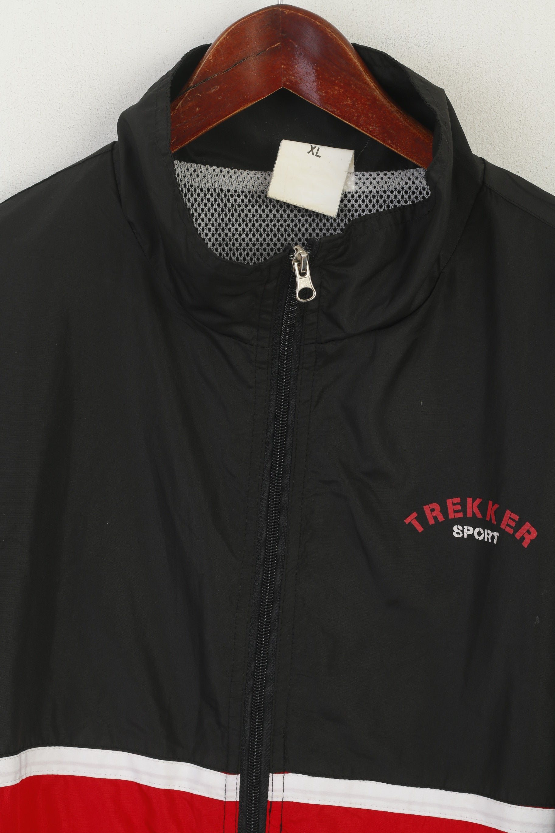 Giacca Trekker Sport da uomo XL nera vintage leggera abbigliamento sportivo con zip intera