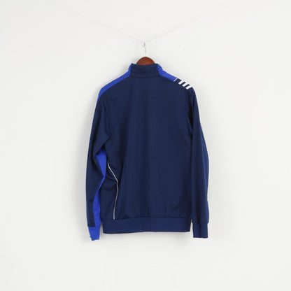 Adidas Men M Sweatshirt Navy Blue Shiny Retro Fit Training Full Zipper Activewear