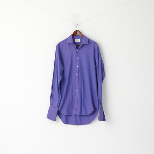 TM Lewin Men 16.5 38 XL Casual Shirt Long Purple Pink Cotton Long Sleeve Cuff Top