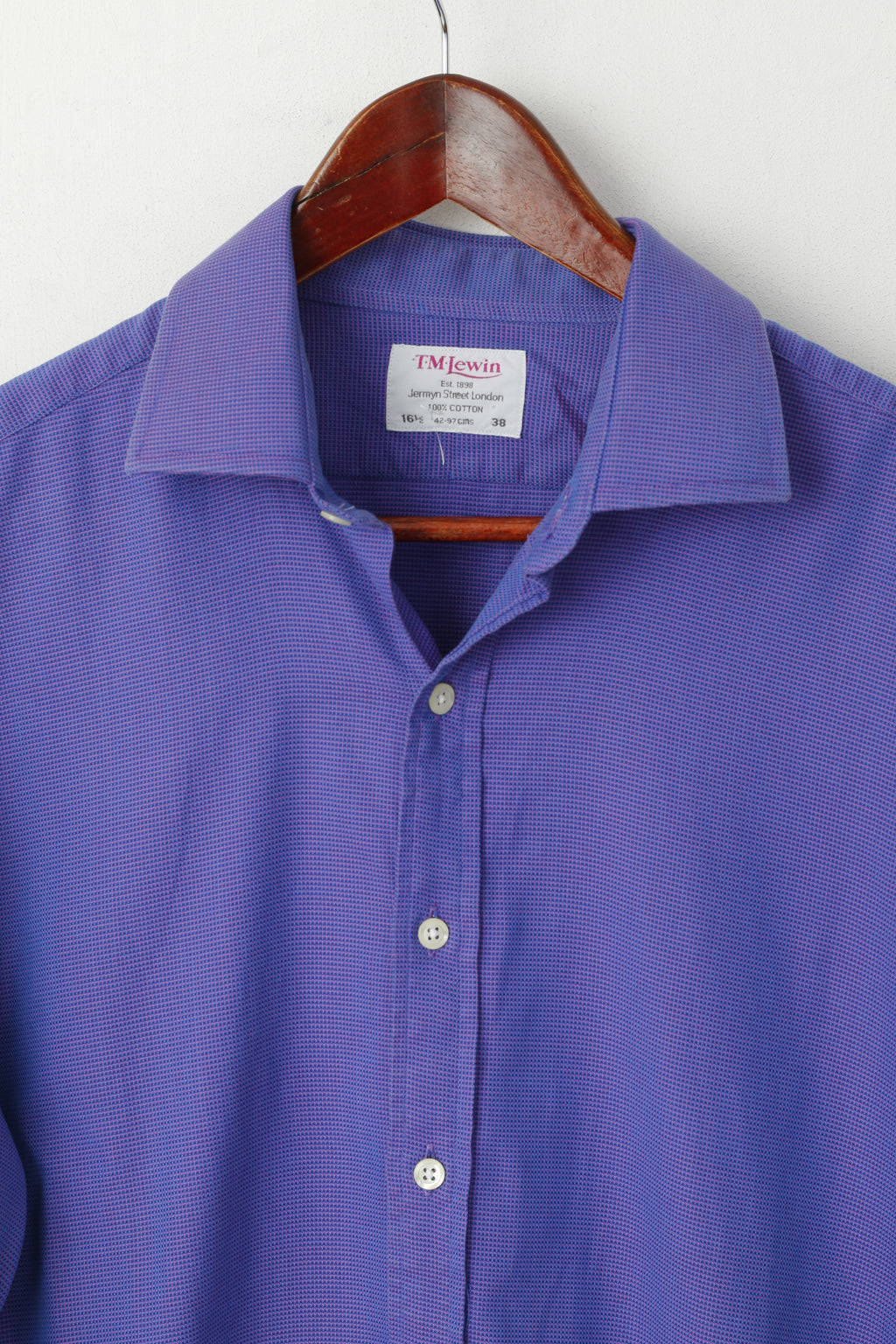 TM Lewin Men 16.5 38 XL Casual Shirt Long Purple Pink Cotton Long Sleeve Cuff Top