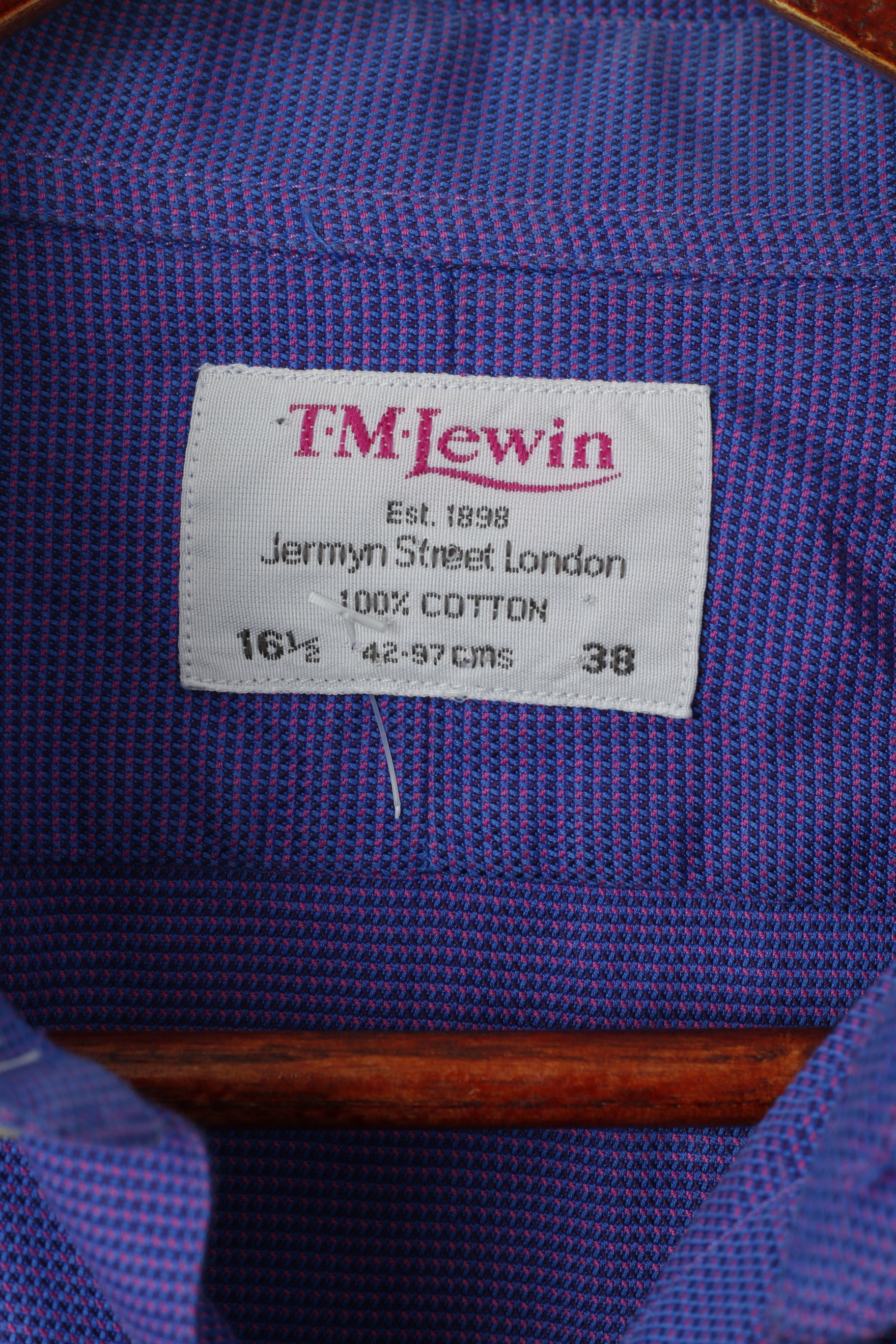 TM Lewin Men 16.5 38 XL Casual Shirt Long Purple Pink Cotton Long Sleeve Cuff Top
