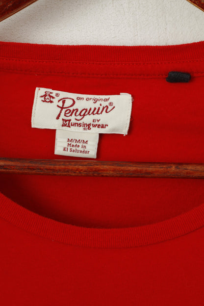 Una maglietta originale da uomo Penguin M con top morbido in cotone rosso con grafica girocollo