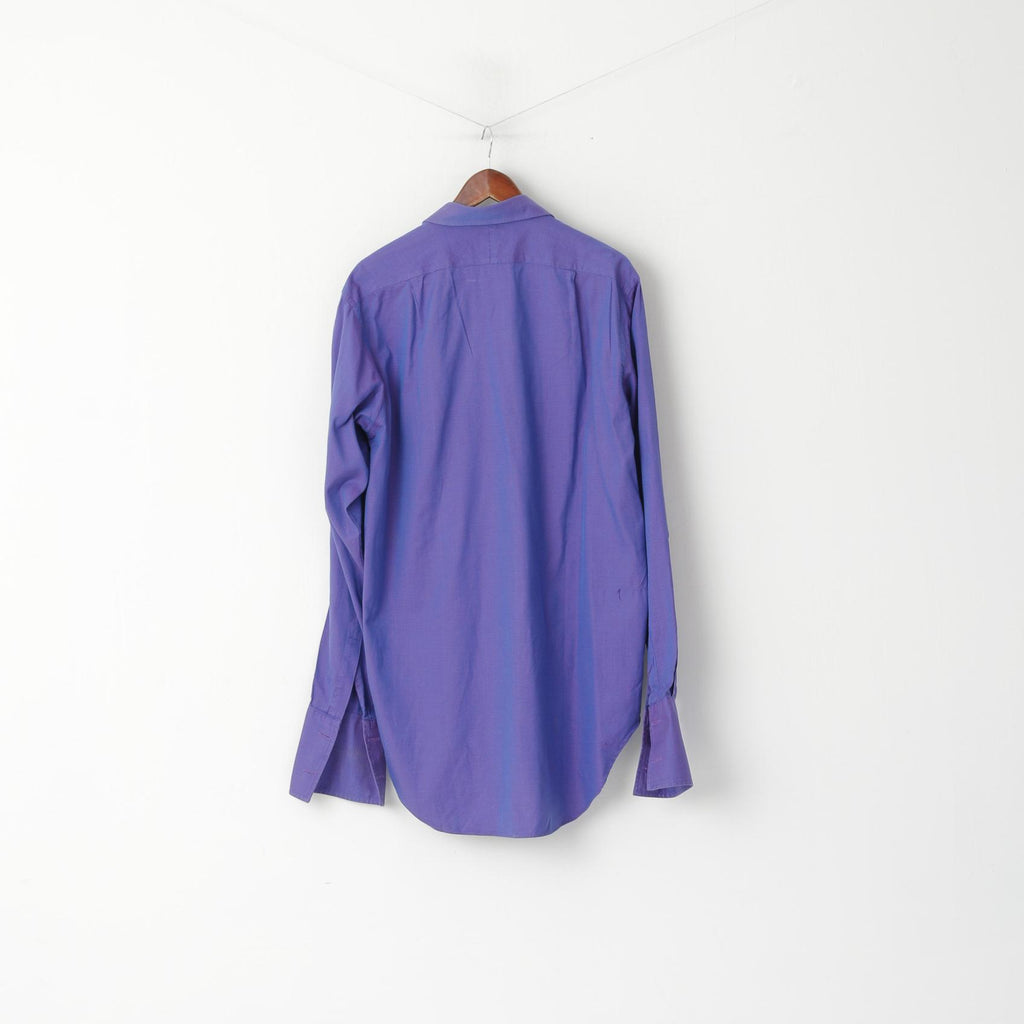 TM Lewin Men 16.5 38 XL Casual Shirt Long Purple Pink Cotton Long Sleeve Cuff Top