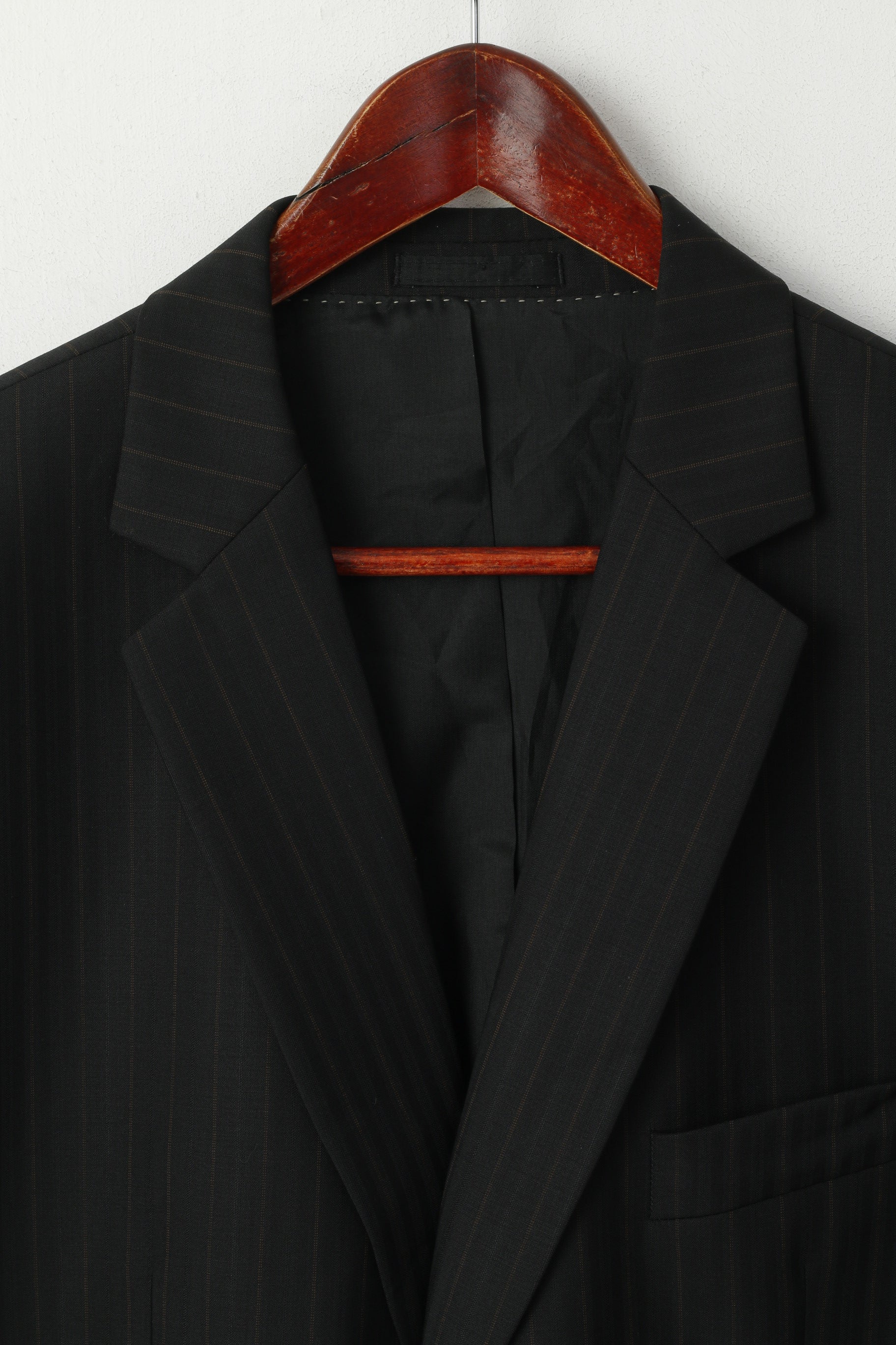 Michael Berger Collection Men 27 42 Blazer Black Striped Wool Single Breasted Jacket